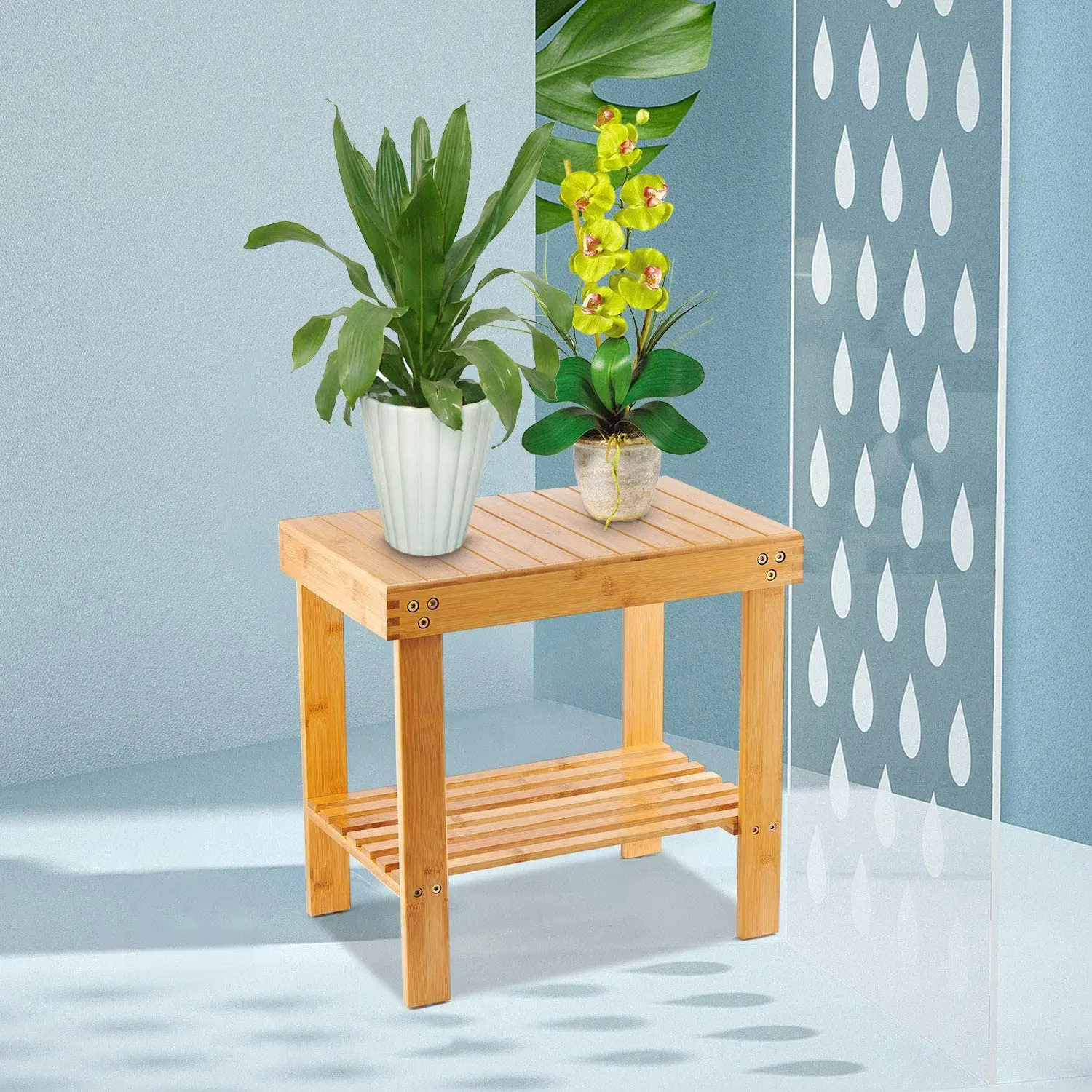 Скамейка для ванной Combohome из бамбукового растения Бамбуковая скамейка