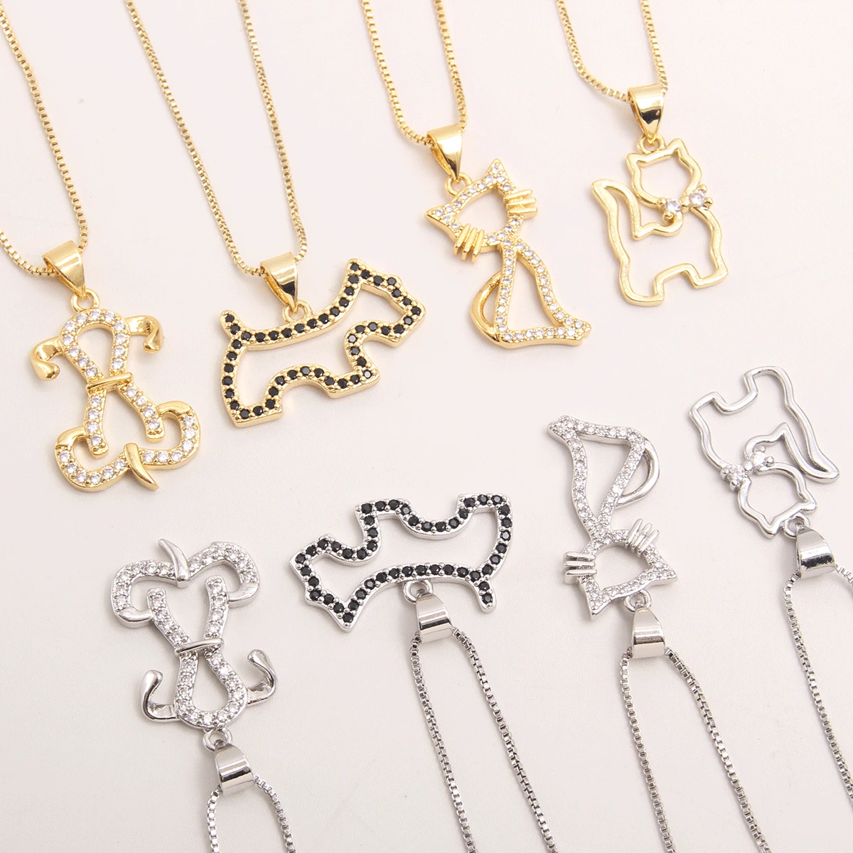 Ювелирные изделия 18 карат позолоченный Кот милый Циркон собака щенок кулон для детей кошка рождественское ожерелье Подарки чокер воротник цепь