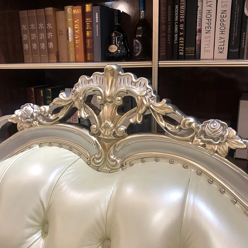 MO LAN European 123 combination cowhide solid wood new classical living room large apartment leather sofa