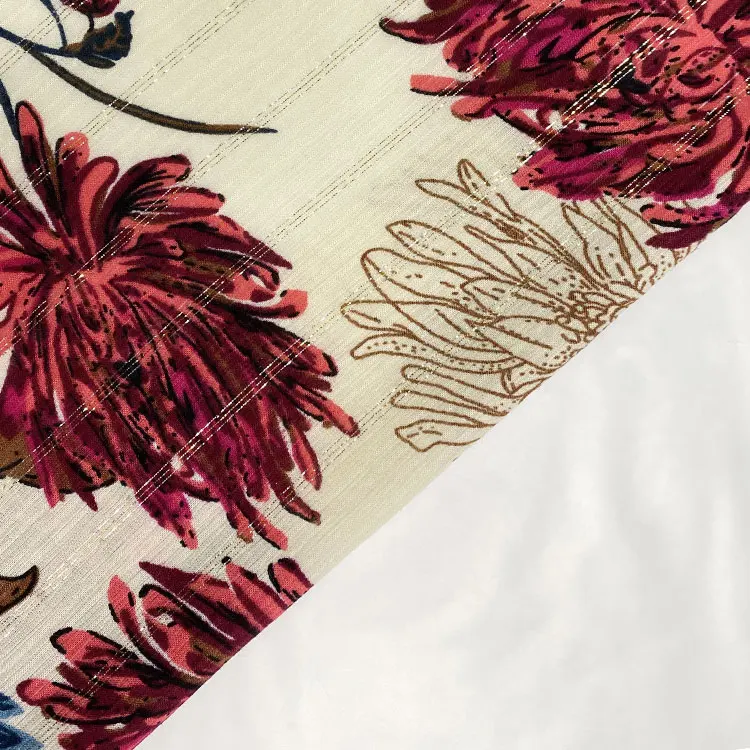 Новая модная вискозная жаккардовая ткань в полоску с металлическим цветочным принтом liberty для юбки и платья