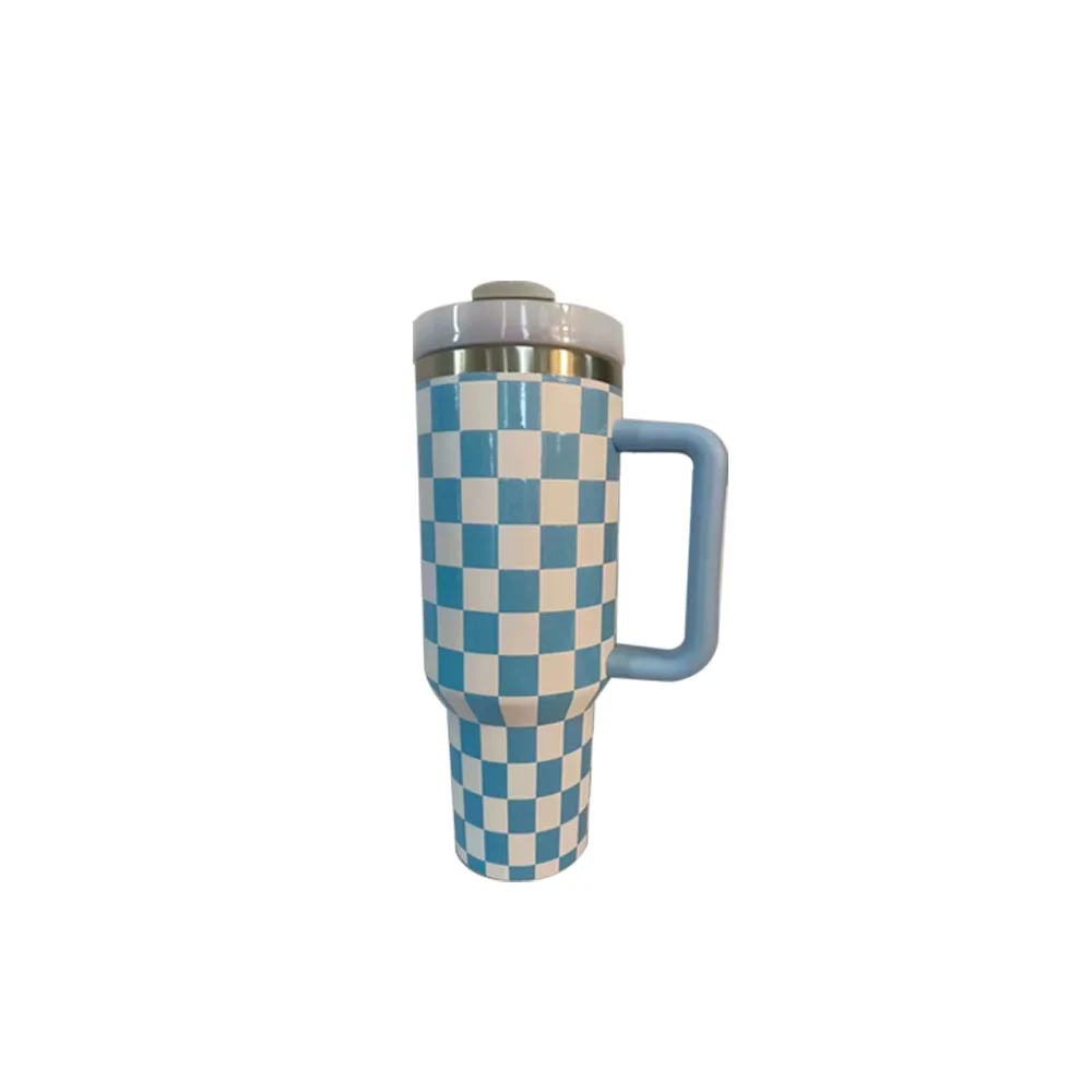 Wholesale Price 40oz tumbler with handle US popular Design adventure Checker thermos cup tumbler