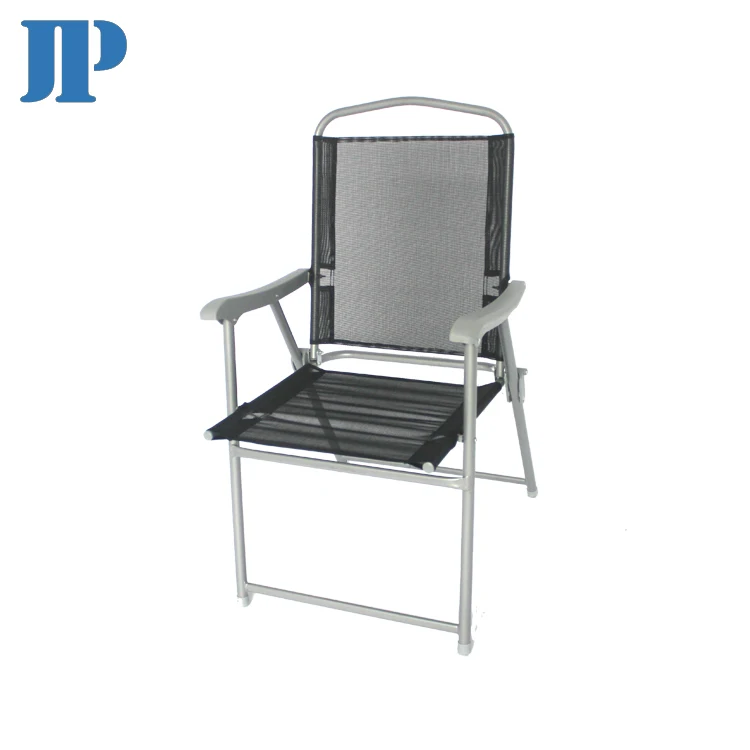 Hot Selling Outdoor Steel  Dinning Teslin Mesh Camping Garden Foldable Armrest Garden Chair