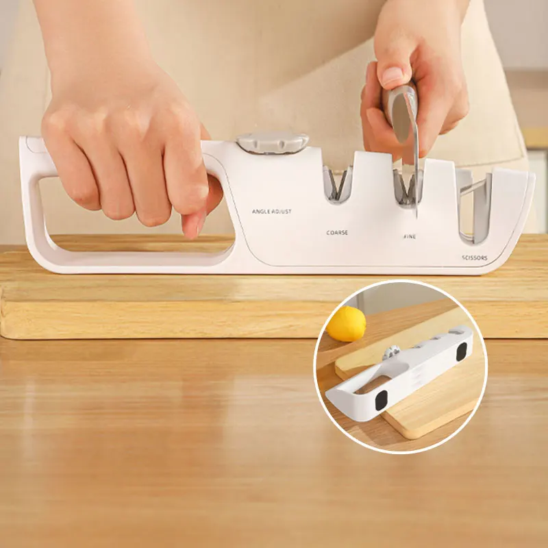 New Knife Sharpener tool 3 in1 Stone Scissors Chef Knife Sharpener Scissors Kitchen Knives Sharpening Kitchen Tools