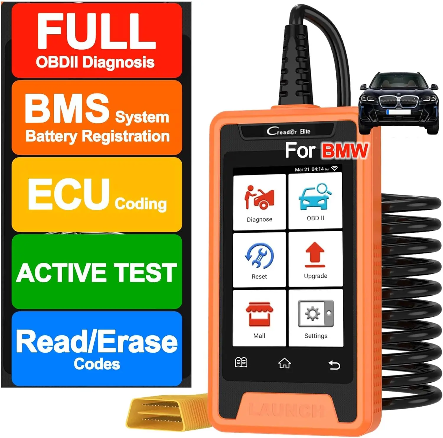 Launch CRE for BMW Diagnostic Scanner Tool 2024 Enhanced Multi-System OBD2 Scanner Auto Fault Code Reader with Bi-Directional