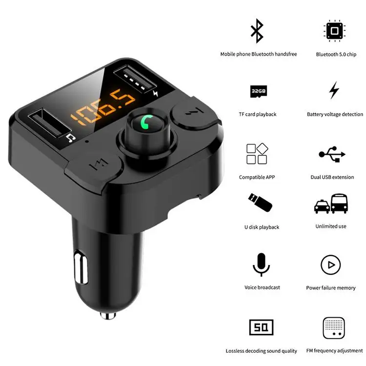 Sw-214wholesale price fm transmitter portable car quick changing dual usb port music mp3 audio receiver adapter