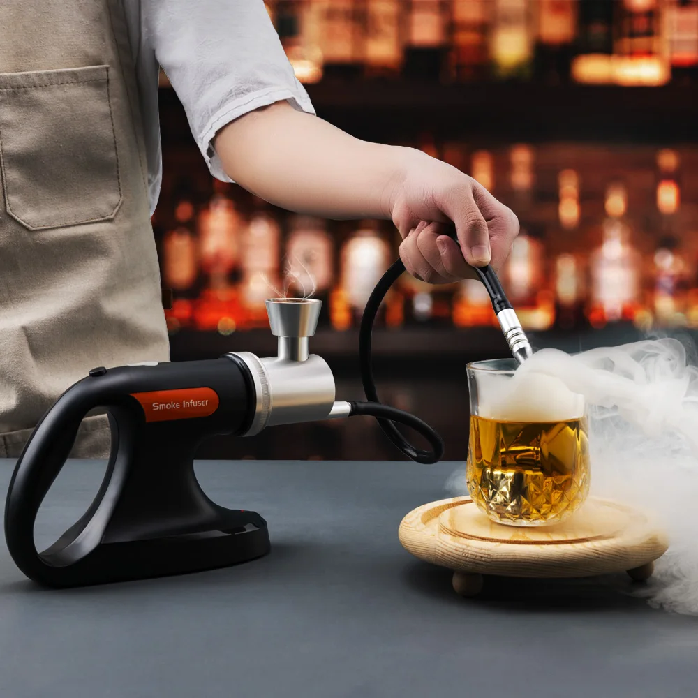 Infuser Smoker Kit Cocktail Whiskey Smoker Kit Old Fashioned Bourbon with 4 Flavored Smoking Wood Chips