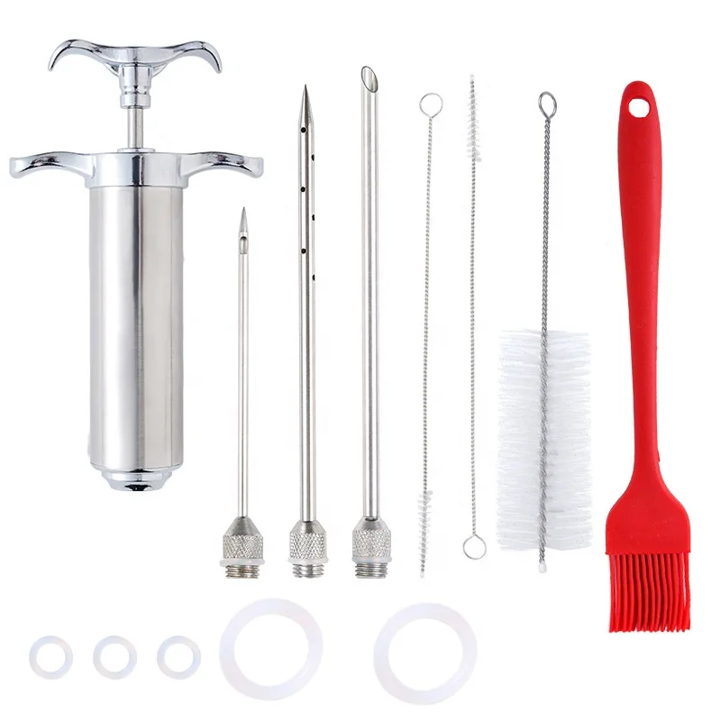 BBQ Accessories set BBQ and Turkey Stainless Steel Meat Injector Syringe