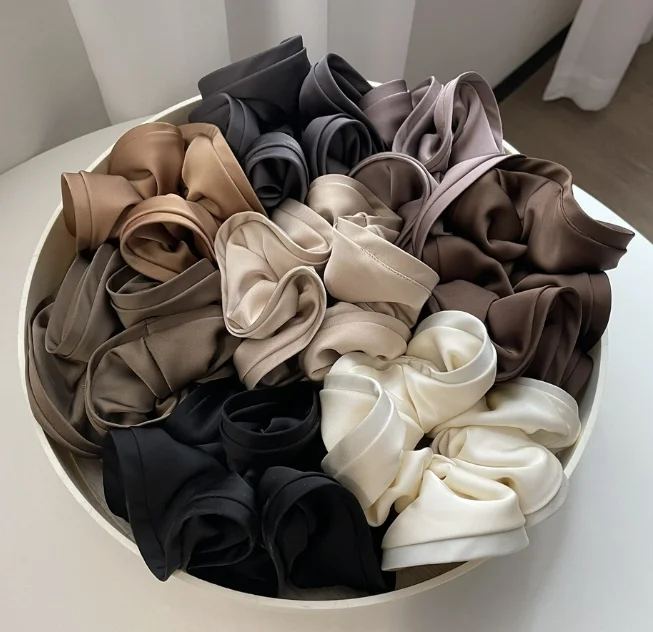 French Ponytail Elastic Hair Bands Women Hair Ties Headwear Accessories Elegant Extra Large flower Satin Scrunchies