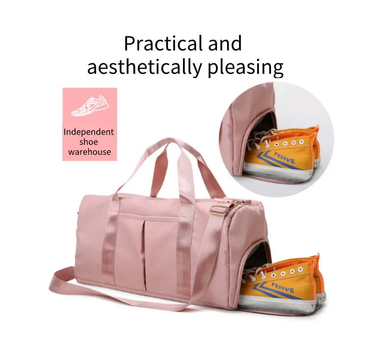 Wholesale Small Custom Unisex Pack Tote Logo Pink Canvas Women Men Duffle Duffel Weekender Travel Female Sport Gym Bag