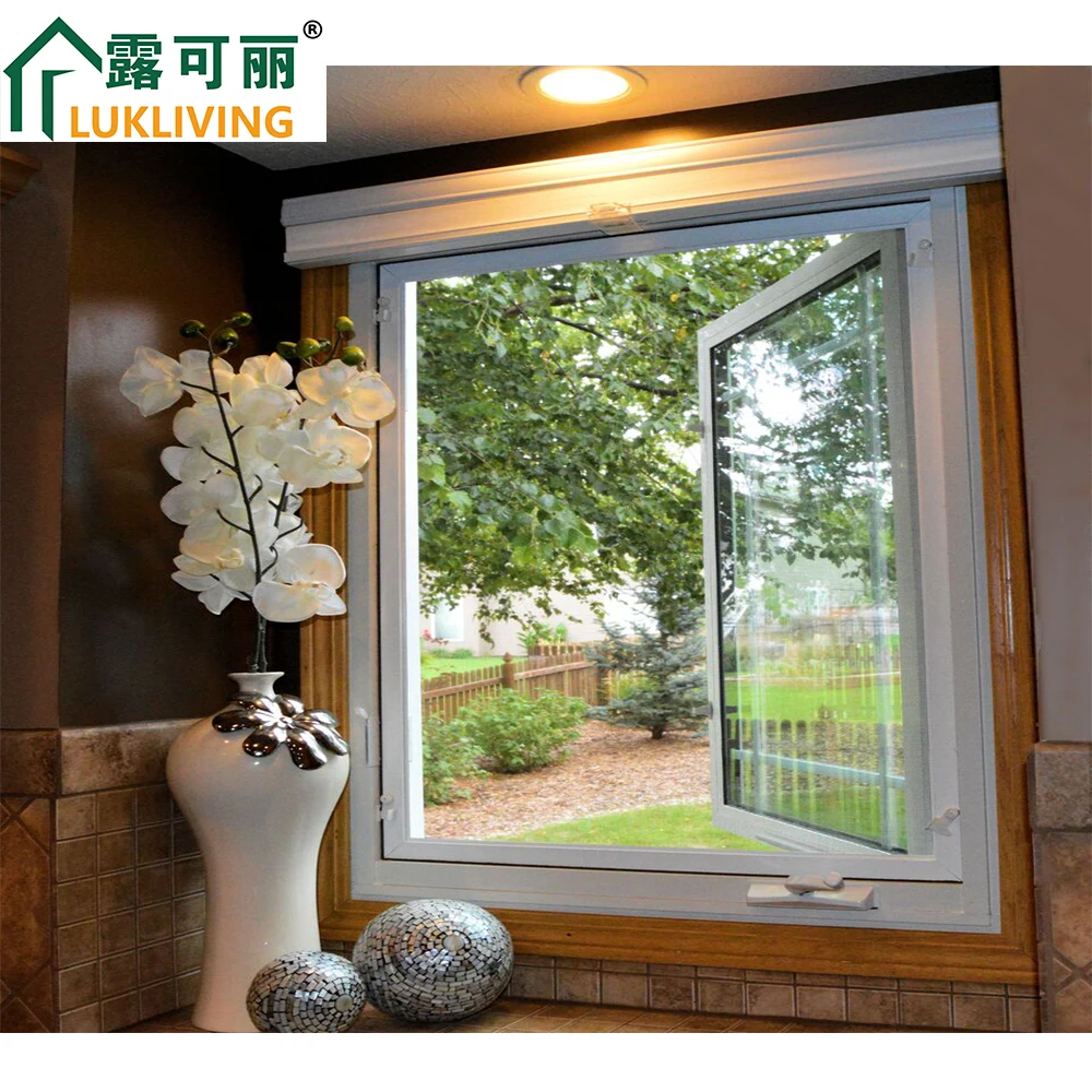 Lukliving French Windows Designs Aluminium French Casement Window with Anti-theft safety fence grill