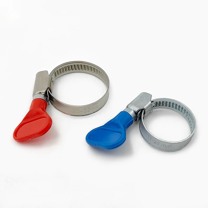 Non Perforated Worm Drive Easy Twist Turn Key Butterfly Handle Plastic Handle Thumb Screw Hose Clamp Hose Clip
