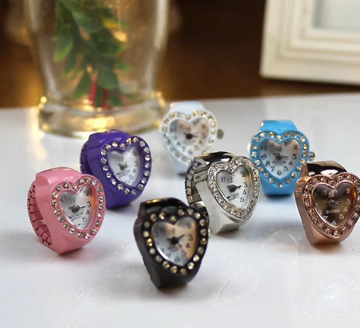 New Heart Wholesale Women Color Finger Gift Diamond Ring Watch Plated Trendy Alloy Gemstone Rings Gold Geometric 5g OUYA 10pcs