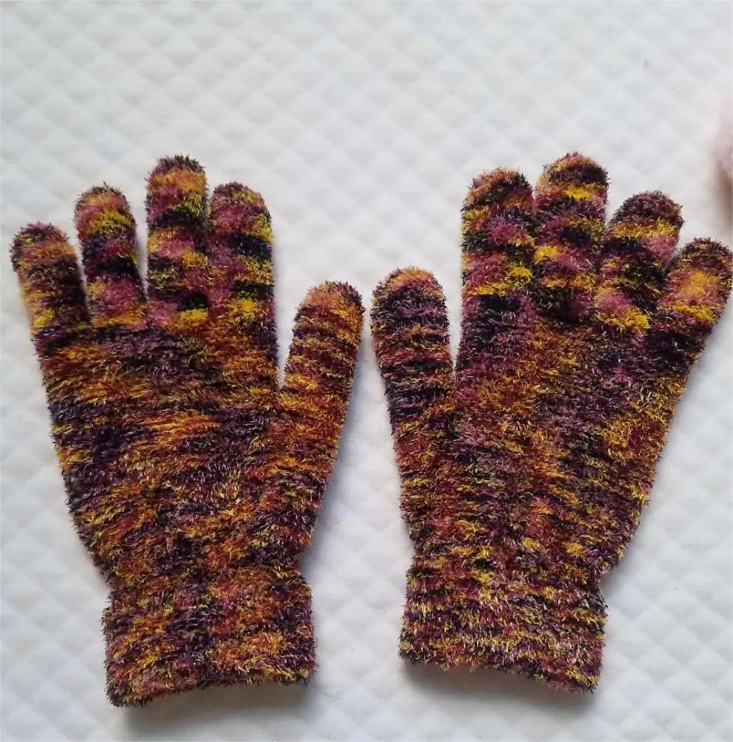 2023 Winter Warm Knitted Gloves Touch Screen Cheap Women Men Stretch Gloves High Density Chenille Fabric