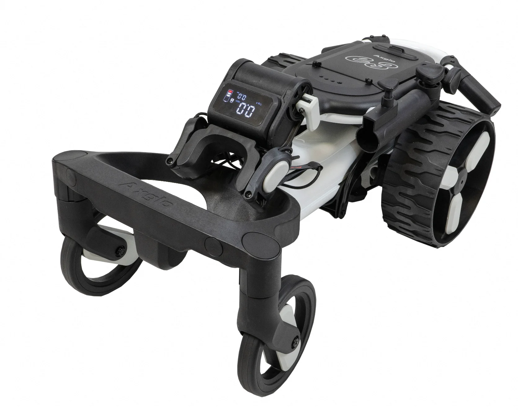 Easy Foldable 4-Wheel Battery-Powered Electric Golf Push Trolley with Remote Control Includes Umbrella Beverage Phone Holder