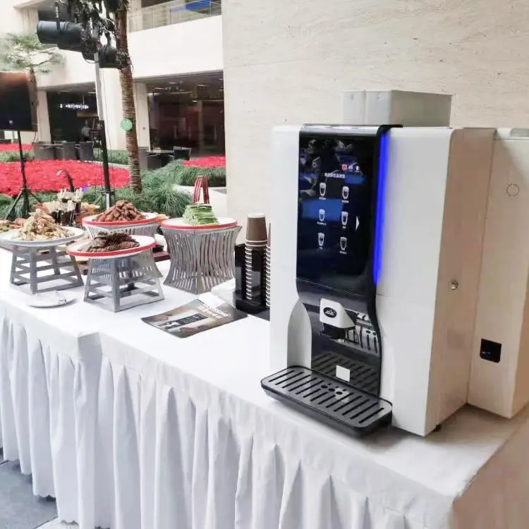 10.1 Inch big screen commercial coffee machine with 2 bean containers and 4 soluble canisters
