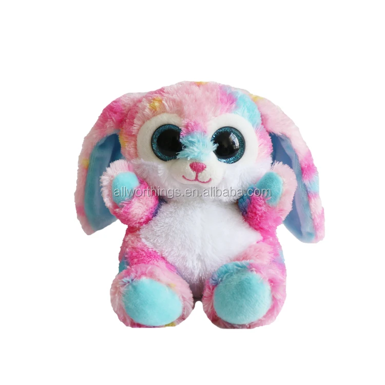 Good quality red long ears peluche rabbit plush toy big eyes cute soft rabbit toys