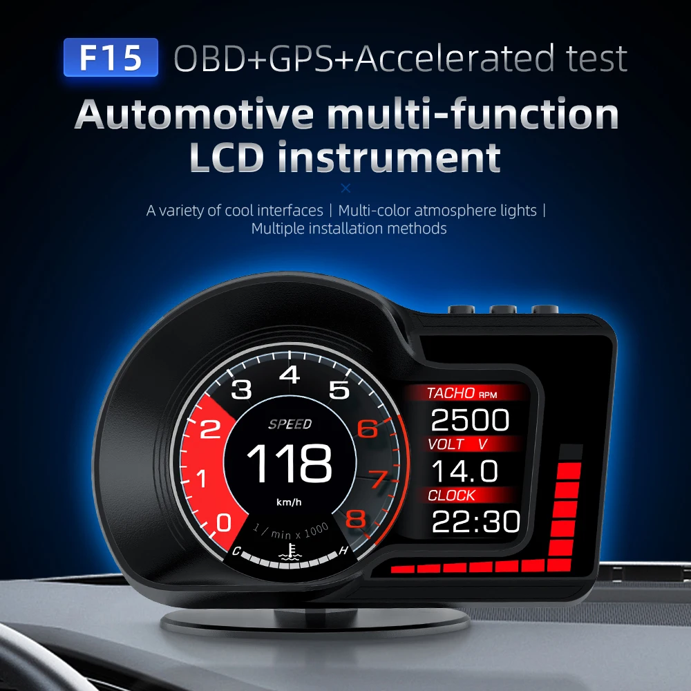 Автомобильный цифровой спидометр Podofo OBD2 + GPS-дисплей отображение показаний приборов превышение скорости сигнал об/мин температура воды