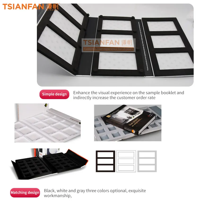 Tsianfan пользовательский бумажный пол гранитные плиты кварцевый шифер дисплей камень каталог искусственная плитка альбом