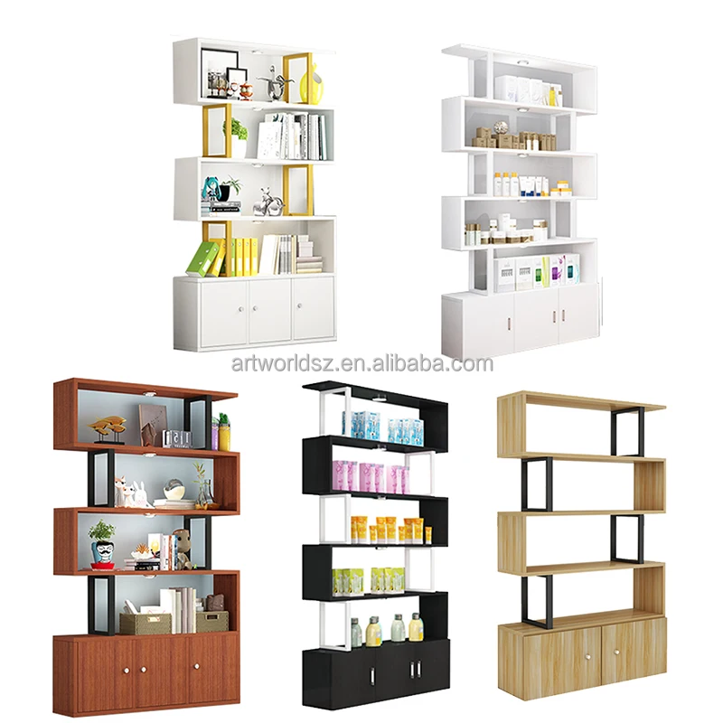 Artworld Custom Led Light Wooden Wall Furniture Cosmetic Display Cabinet Multi-Layer Makeup Shelves Cosmetic Display Showcase