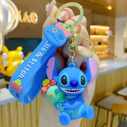 BaiMao cute cartoon Stitch pendant key chain backpack decor keyring 3d plastic PVC keychain