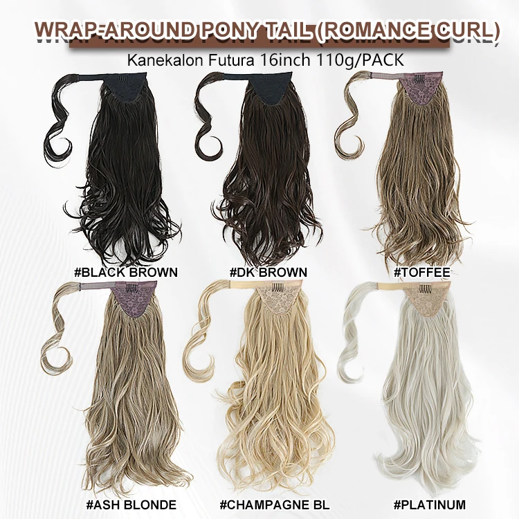 Julianna Kanekalon Wholesale Futura Fibre Heat Resistant Synthetic Hair Wrap Around Ponytail Extensions