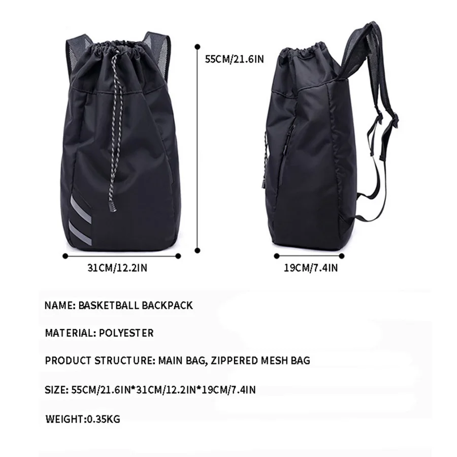 Basketball Backpack Waterproof Nylon Drawstring Shoulder Basketball Bag Large Outdoor Sports Backpack