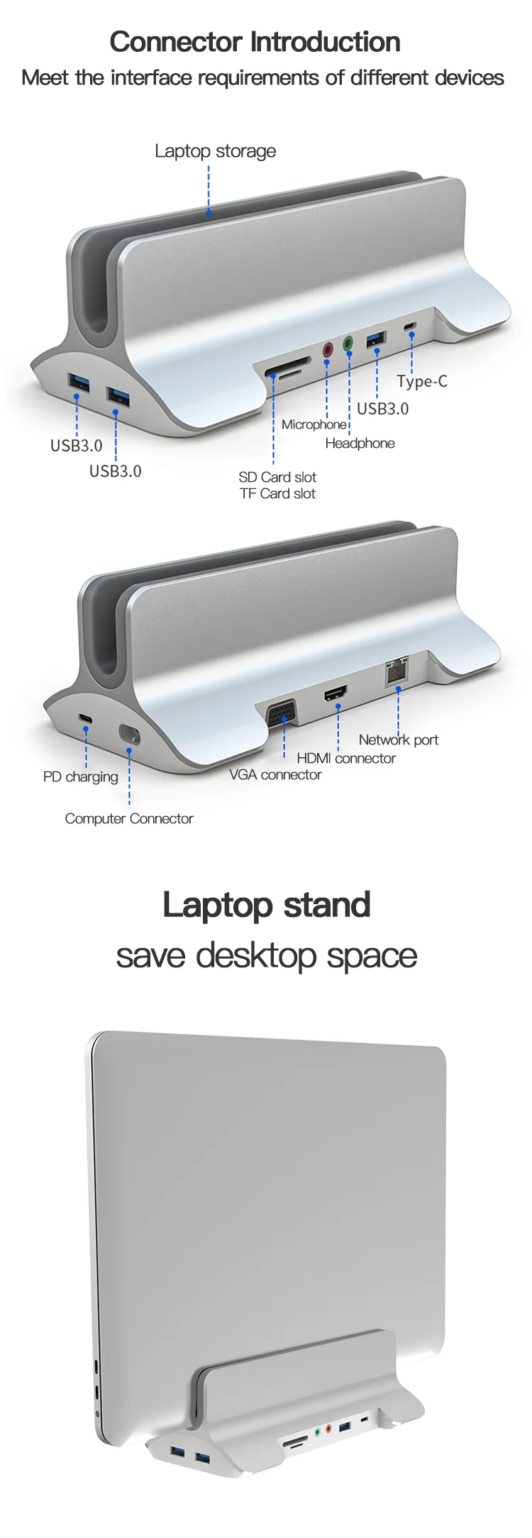  Двухпортовый Usb-концентратор 3 0 высокоскоростной Usb C-порт type-c многопортовый адаптер серебристый компьютер OEM зарядная док-станция для