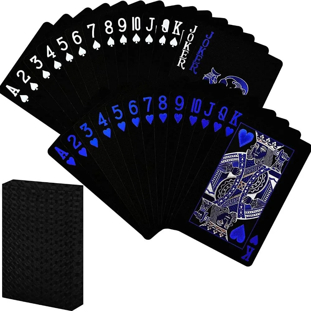 2025 New Custom Logo High Quality Personalized Printing Creative Waterproof Smooth PVC Plastic Deck Black Poker Playing Cards