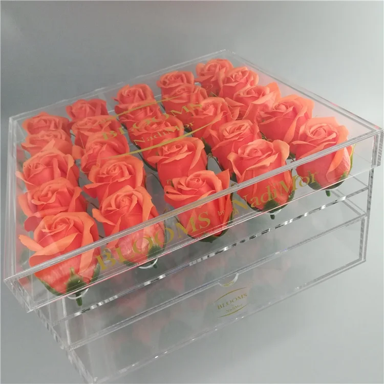 Wholesale Acrylic Chocolate Box Acrylic Flower Box with Holes Packaging Rose