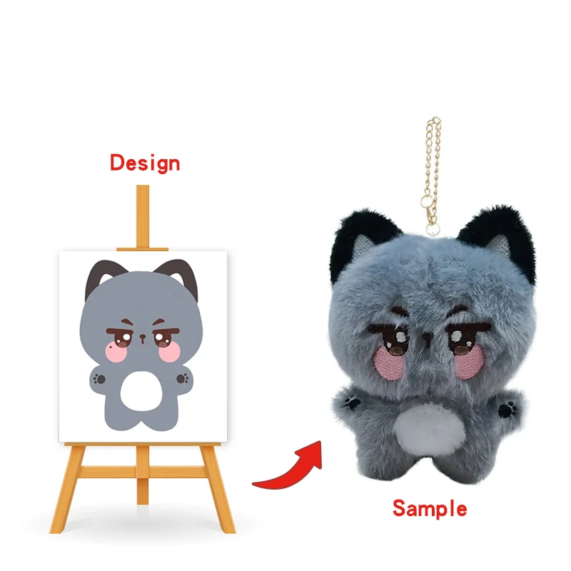 High Quality Custom Soft Kawaii Mini Cute Animal Plush Cat Keychain