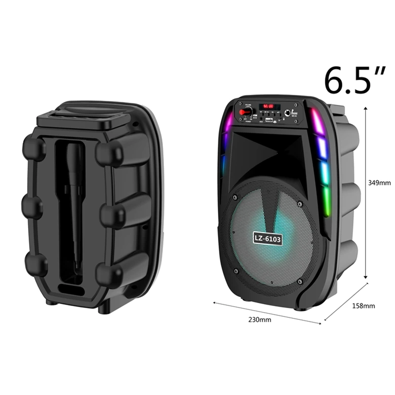 Hot Sale Large Outdoor Speakers,6 Inch Karaoke Speaker With Mic Function,Outdoor Wireless Blue Tooth Colorful Led Light Speaker