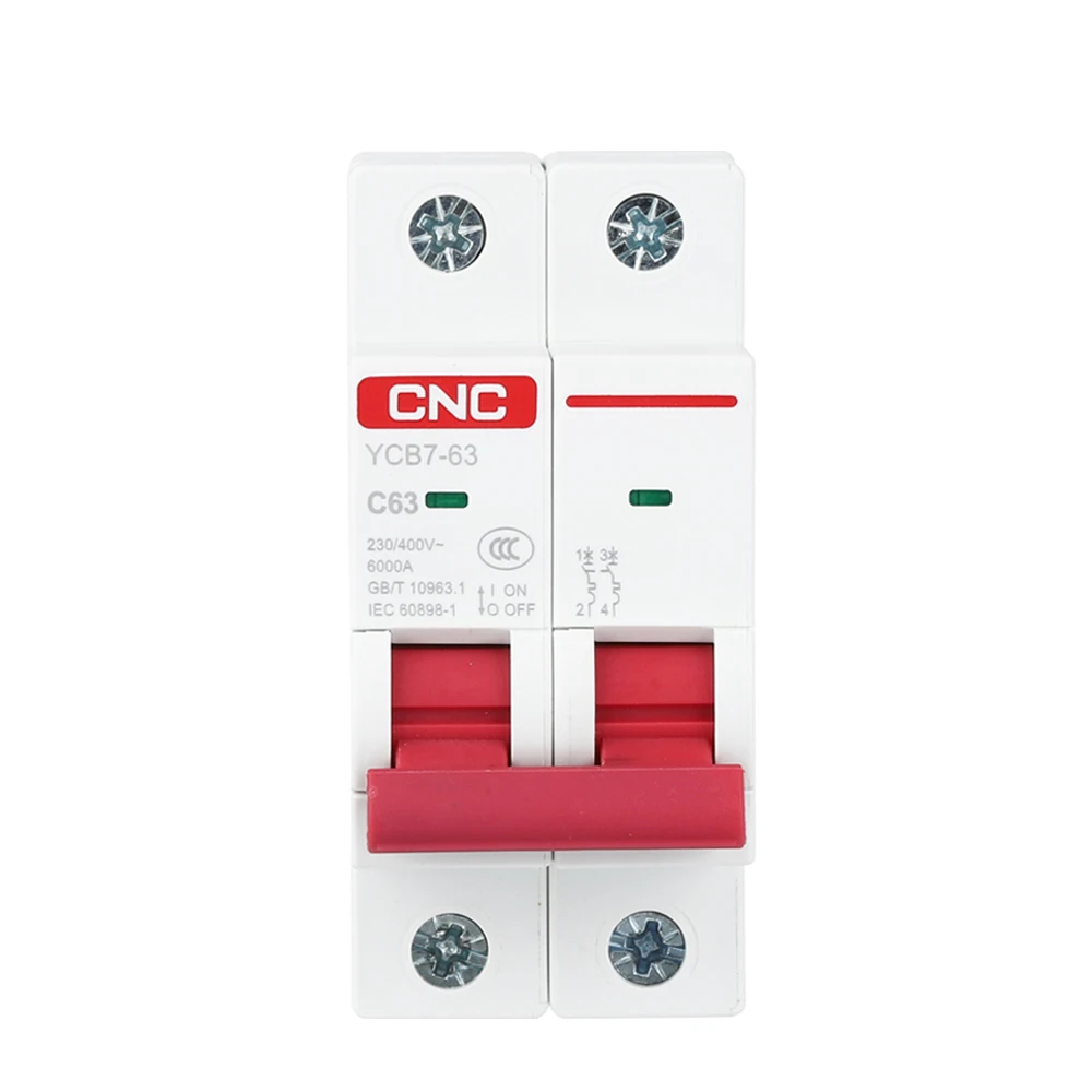 YCB7-63 Series 1P 2P 3P 4P 63A AC 6KA Miniature Circuit Breaker MCB