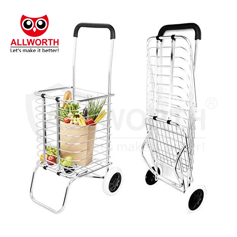 Wholesale Folding Supermarket Trolley Metal Basket Grocery Shopping Cart