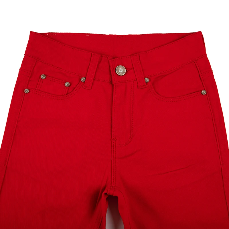 2021 Latest Design Colorful Mens Jeans Stretch Elastic Waist Bell Bottom Casual Trousers Funky Track Denim Pants Pencil Style