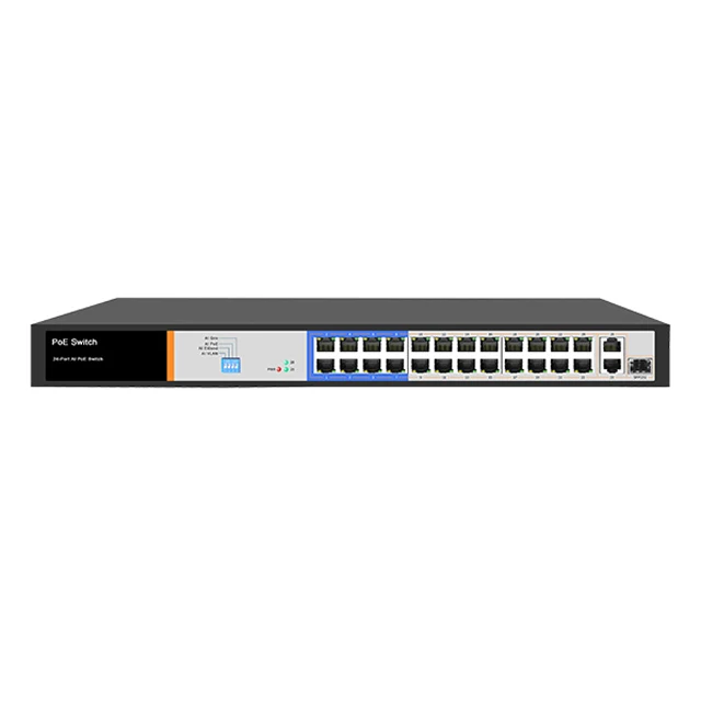 Manufacture selling un-managed 24 Port CCTV Network Ethernet PoE Switch 100-240V 10/100M for Hikvision IP Camera