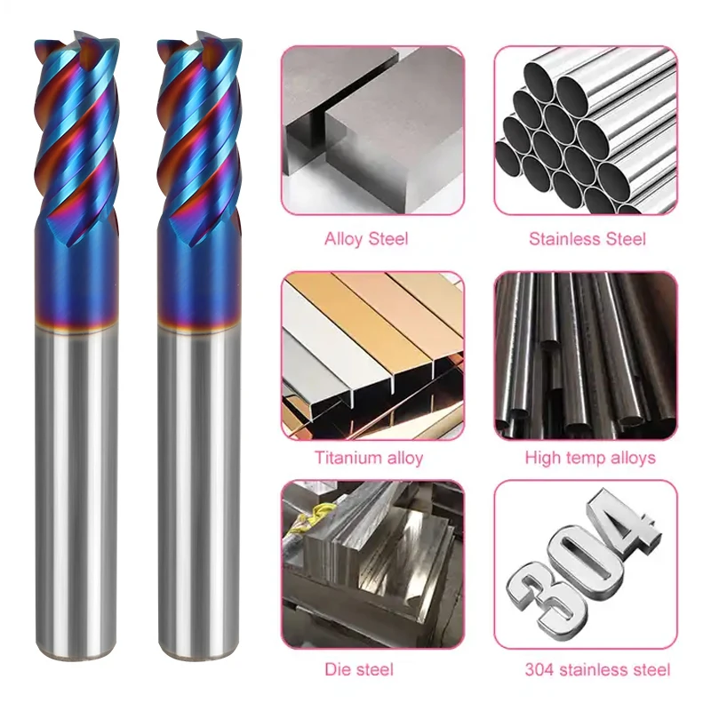 HRC65 Corner Radius Milling Cutter 4Flute Carbide Endmill Straight Shank Tungsten Steel End Mill