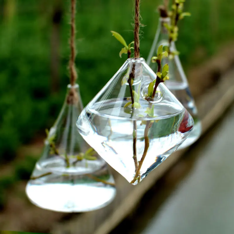 wholesale Hanging Glass Globe Air Planter Terrarium glass bubble vase  glass terrarium with cord
