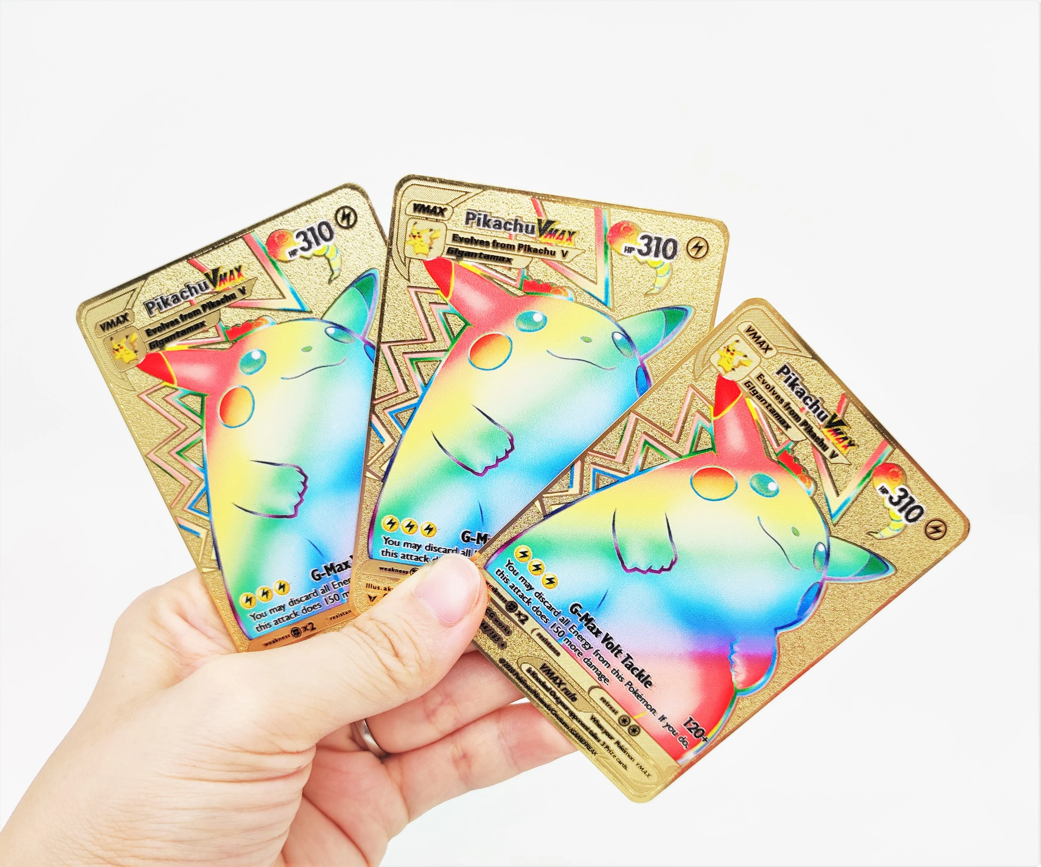 Fast Shipping Charizard Pikachu Vmax GX Gold Card Metal Custom New Trading Cards Poke m0n Cards Game