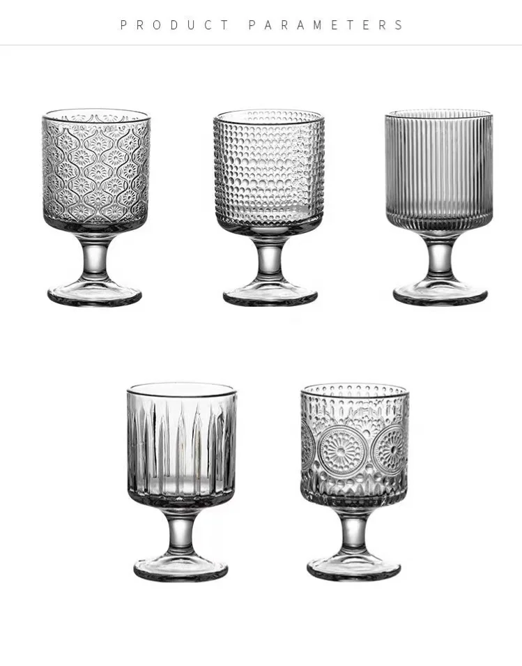 Factory wholesale wine glass cocktail ins wind personality tall glass carved wine glass dessert cup ice cream cup