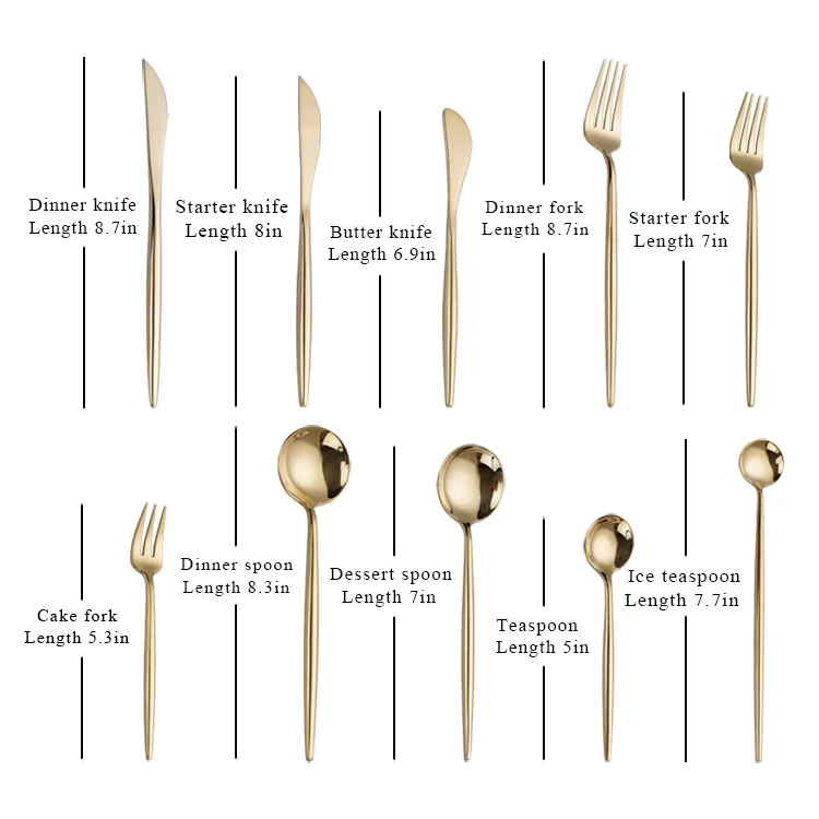 Shiny Mirror Gold Plated Flatware Wedding Event Cutipol Stainless Steel Cutlery Set