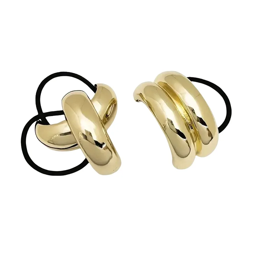 Hair Tie ponytails Bracelet knocker ball Bow Elastic Gold Metal hair ties For Women