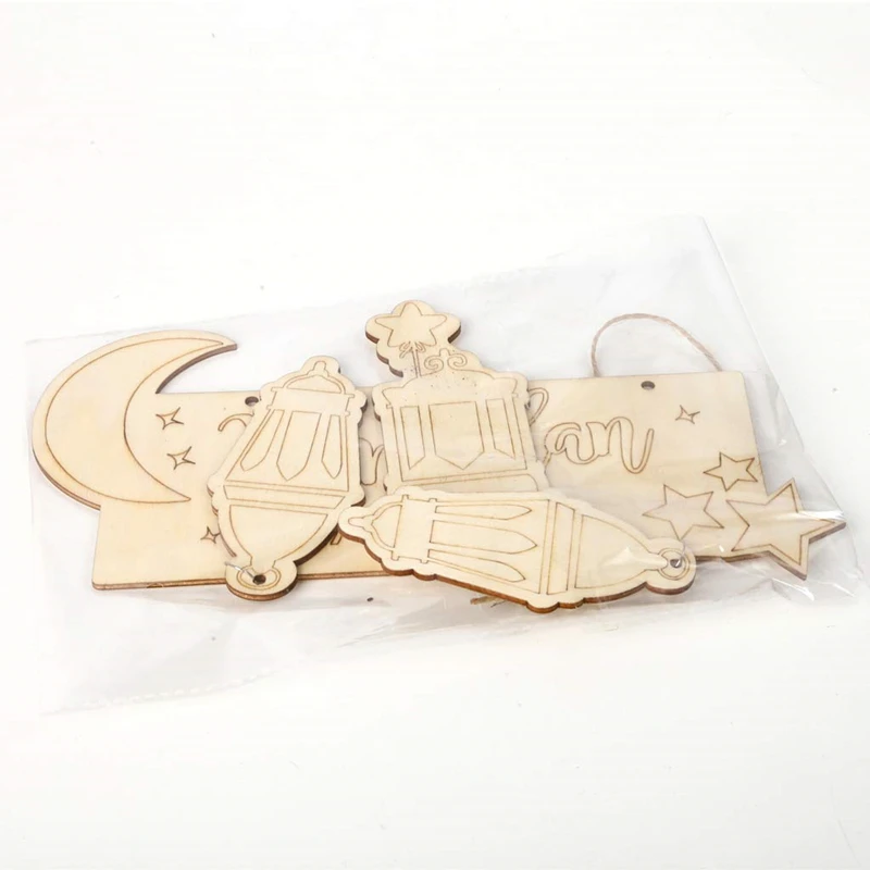 Custom Hanging Lantern Pendant Plaque Sign Ornament DIY Wall Decor Party Supplies Eid Mubarak Muslim Islam Ramadan Decorations