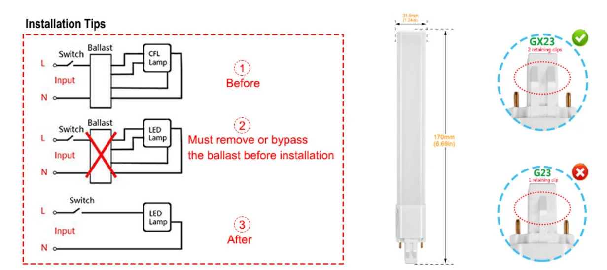  Лидер продаж партиями по 6W LED GX23 PL лампа GX23d 2-контактный база компактная люминесцентная на 13 Вт замена светодиодные лампы Рождество Световая