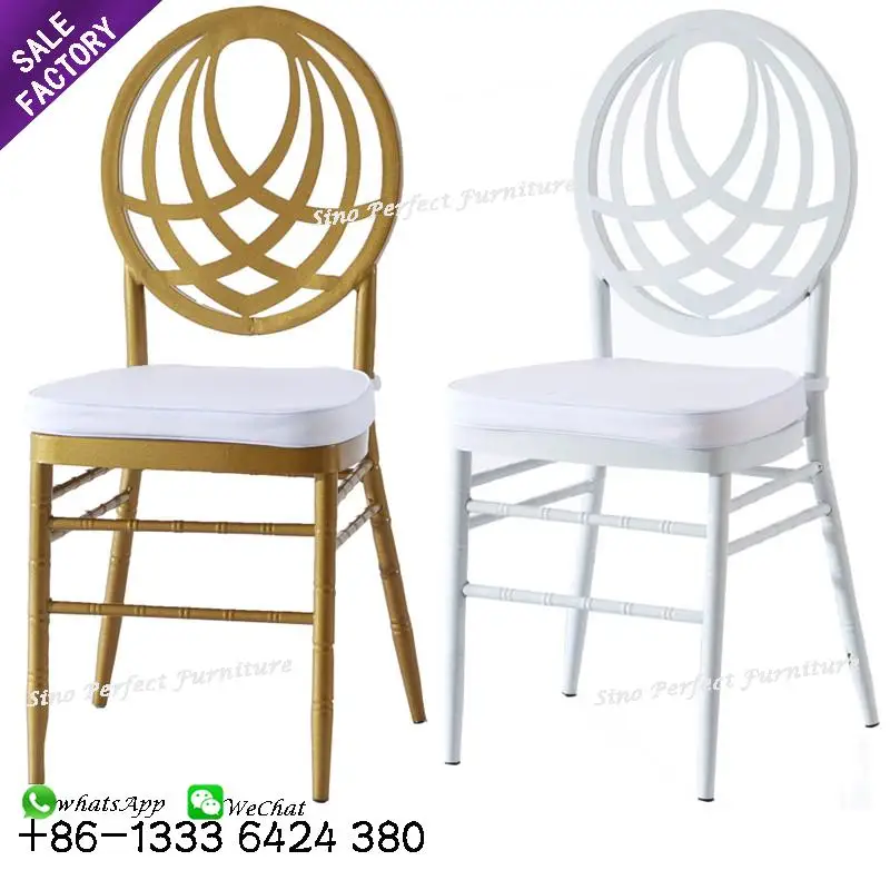 Поставщик из Китая, качественные золотистые белые штабелируемые железные банкетные стулья Тиффани, свадебные стулья для вечеринки