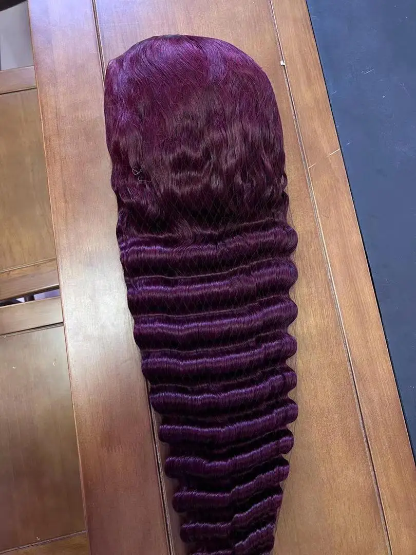 Amara hot selling 28inch deep wave wig human hair vietnamese raw hair wigs burgundy brazilian deep wave wig 13x4 lace human hair