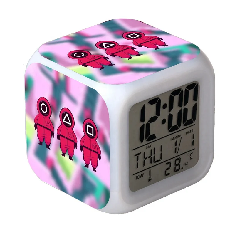 Squid Game Alarm Clock LED Colorful Change Color Night Light For Children Gift