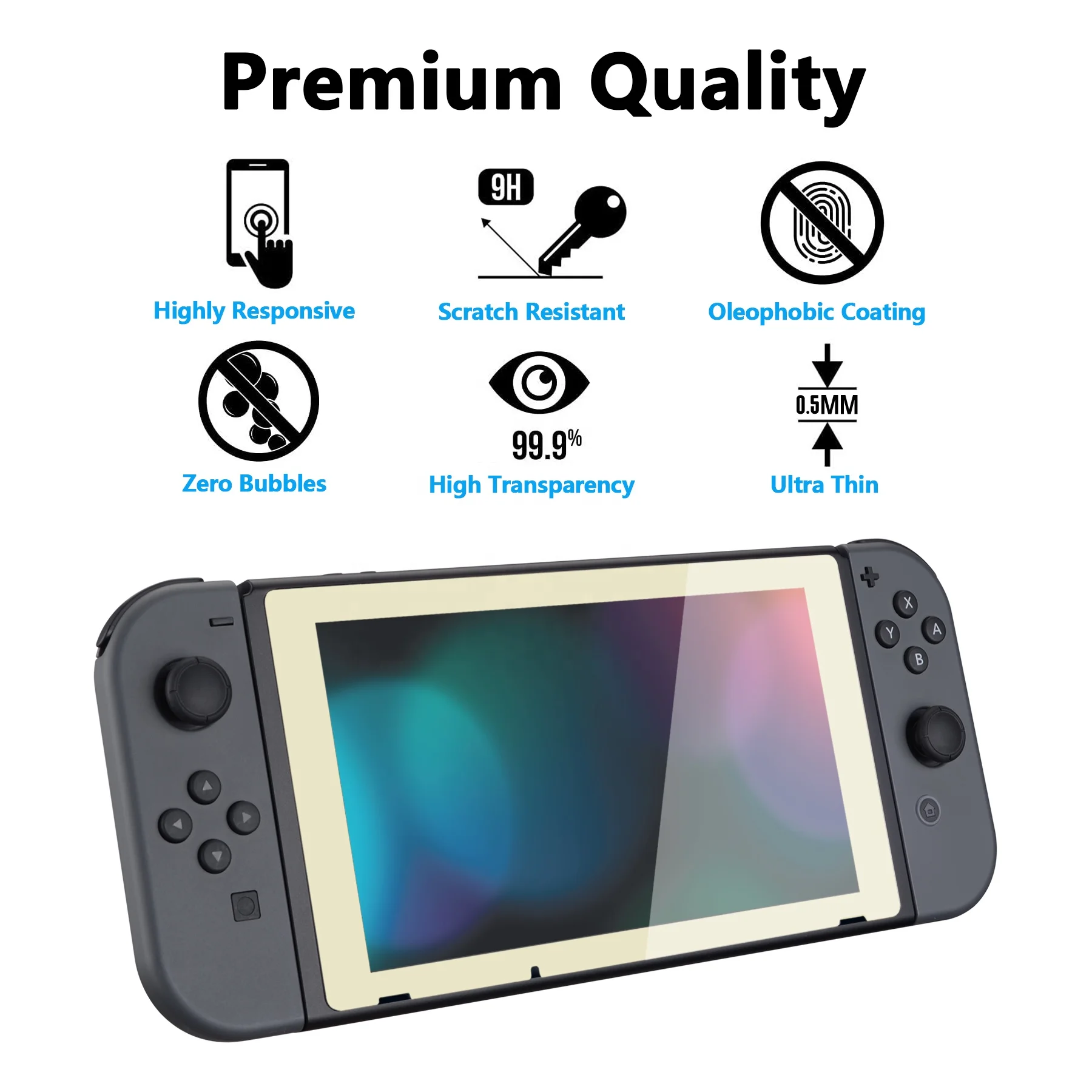 Extremerate 9H Super Tough Anti-Scratch Screen Protection Tempered Glass Protect Film Screen Guard For Nintendo Switch Console