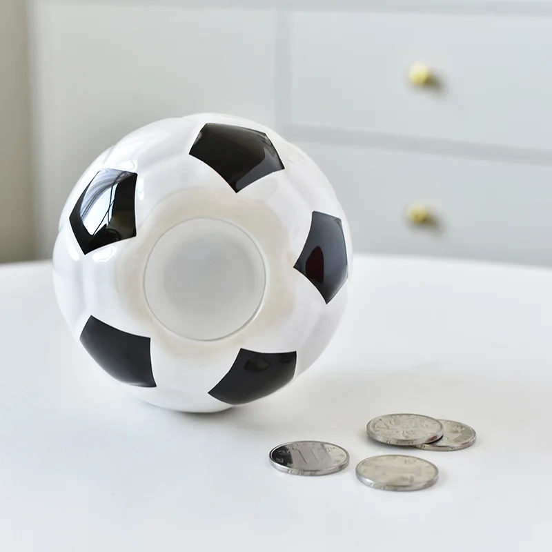 Wholesale Saving Box Money Bank Custom Coin Bank Football Shaped Ceramic Money Box