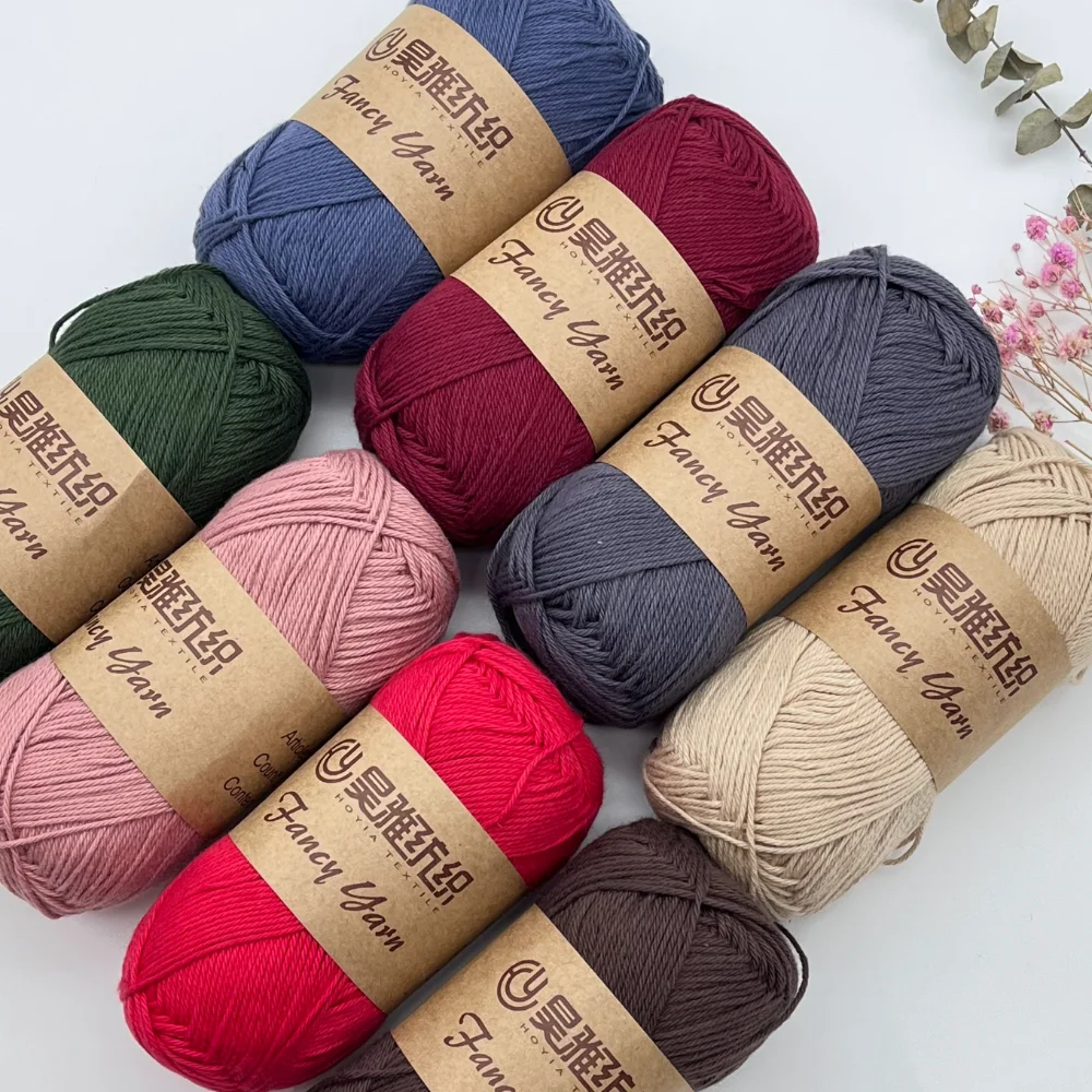 Hoyia Dircrtly Supply Crochet Milk Cotton Yarn 50g 100 Cotton Yarn for Hand Knitting