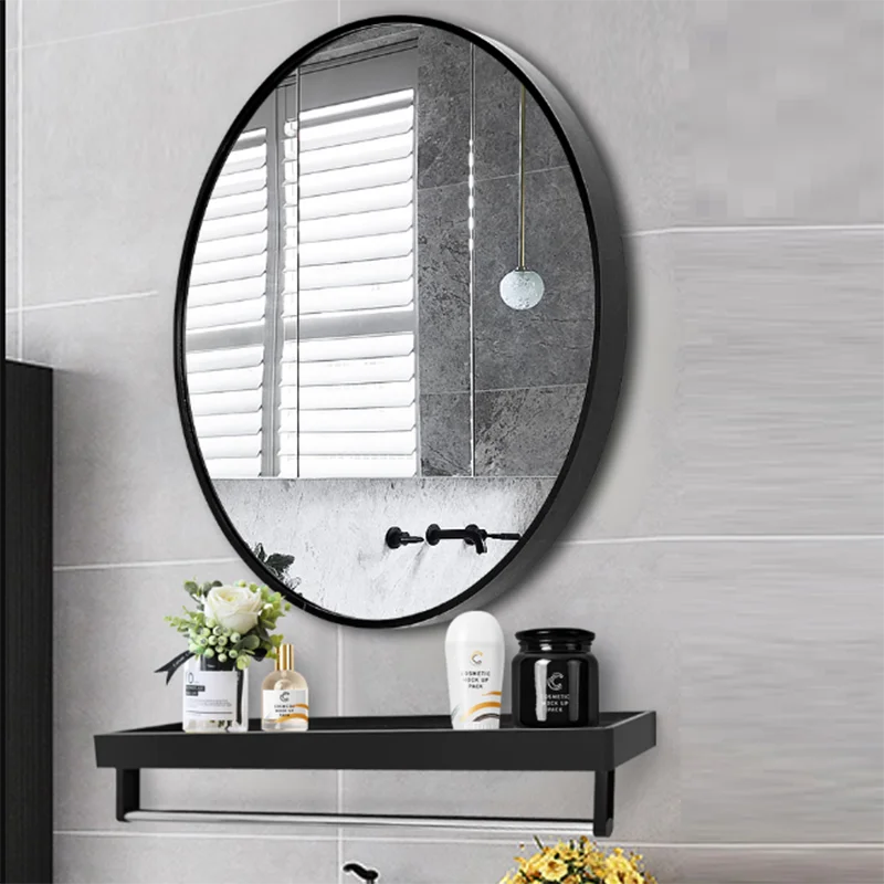 Cheap  wall silver wandspiegel round decorative mirror Bathroom mirror with shelf mirror hanging wall wash